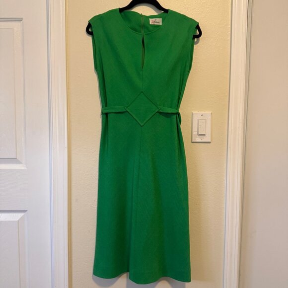 Vintage 'The Kollection' Green Sleeveless Dress w/ Scarf Union Made Sz S/M - Picture 2 of 8